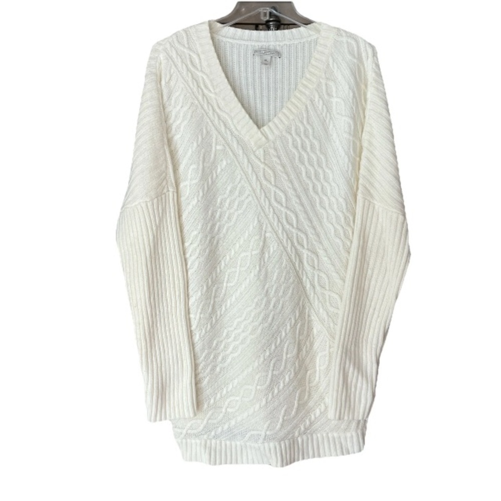Dana Buchman Long Oversized Women’s Ivory Cableknit Coastal Fisherman Sweater XL